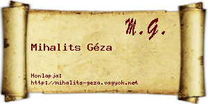 Mihalits Géza névjegykártya