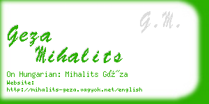 geza mihalits business card